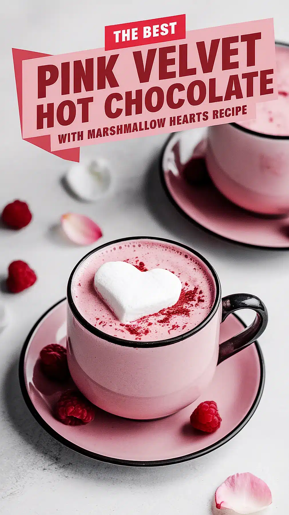 Pink Velvet Hot Chocolate with Marshmallow Hearts