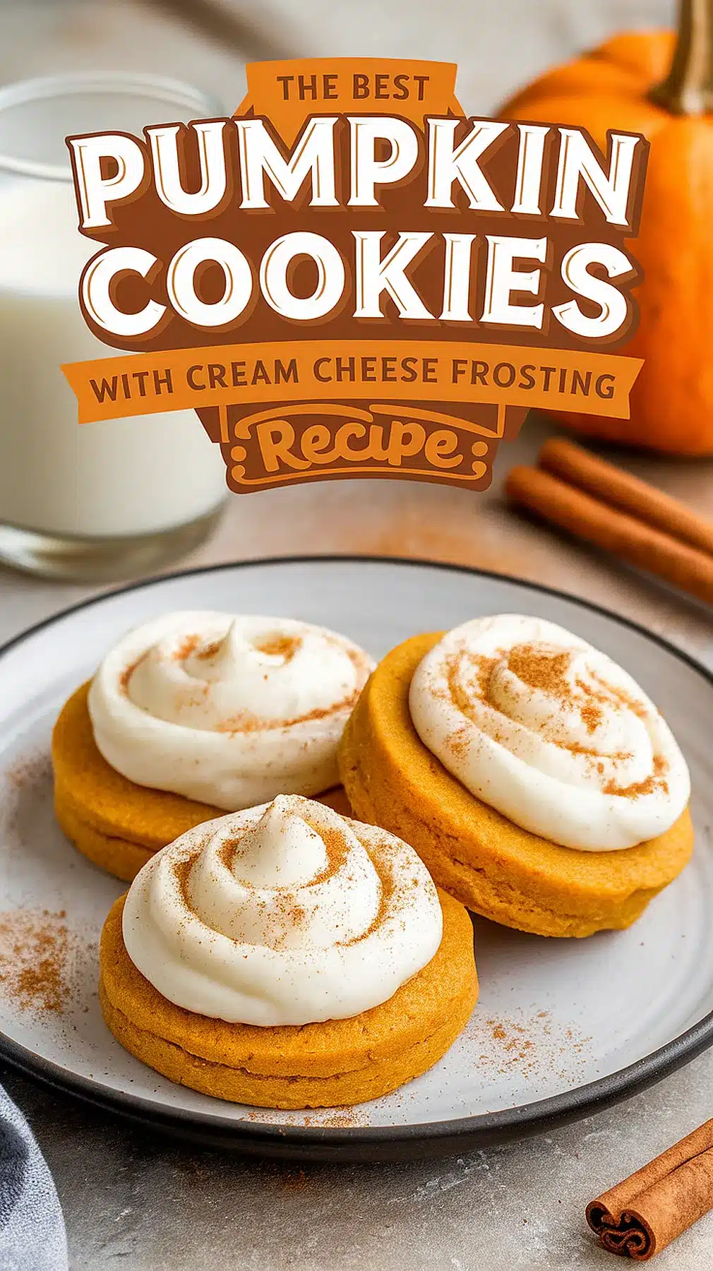 Pumpkin Cookies with Cream Cheese Frosting