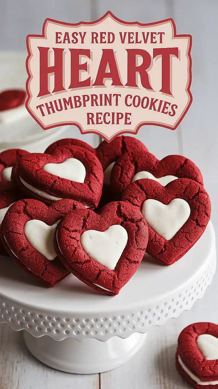 Red Velvet Heart Thumbprint Cookies