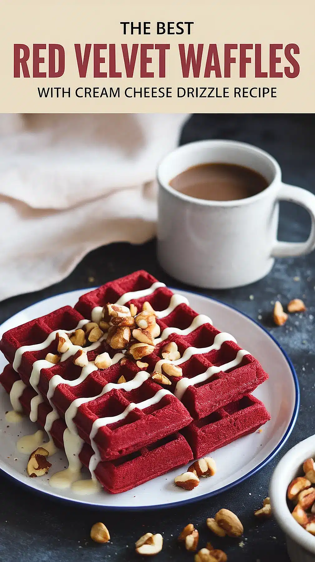 Red Velvet Waffles with Cream Cheese Drizzle