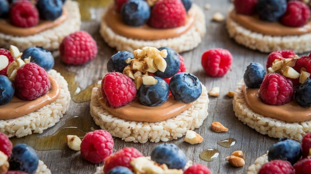 Almond Butter and Berry Rice Cakes