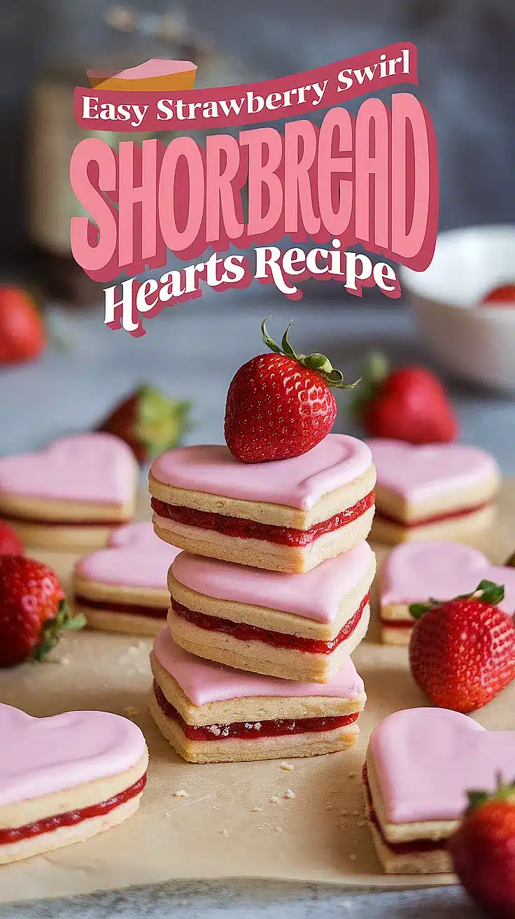 Strawberry Swirl Shortbread Hearts