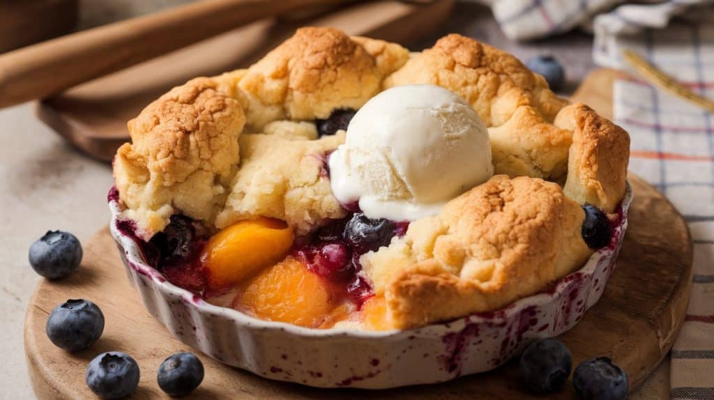 Peach and Blueberry Cobbler