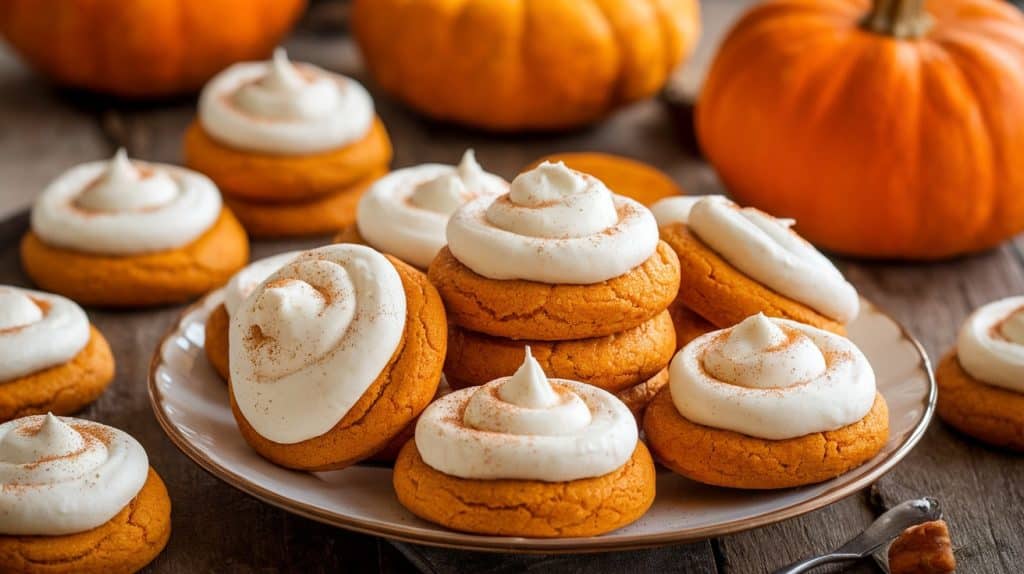 Pumpkin Cookies with Cream Cheese Frosting