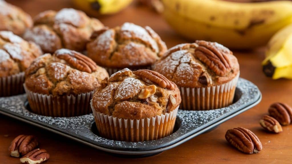 Spiced Banana Pecan Muffins