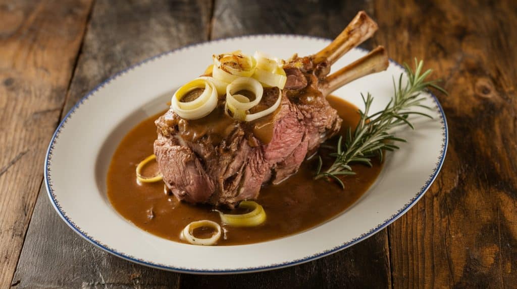 Simple Crockpot Lamb Roast with Leeks and Gravy