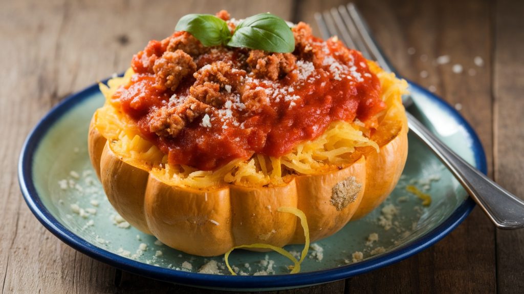 Spaghetti Squash with Marinara Sauce and Italian Sausage