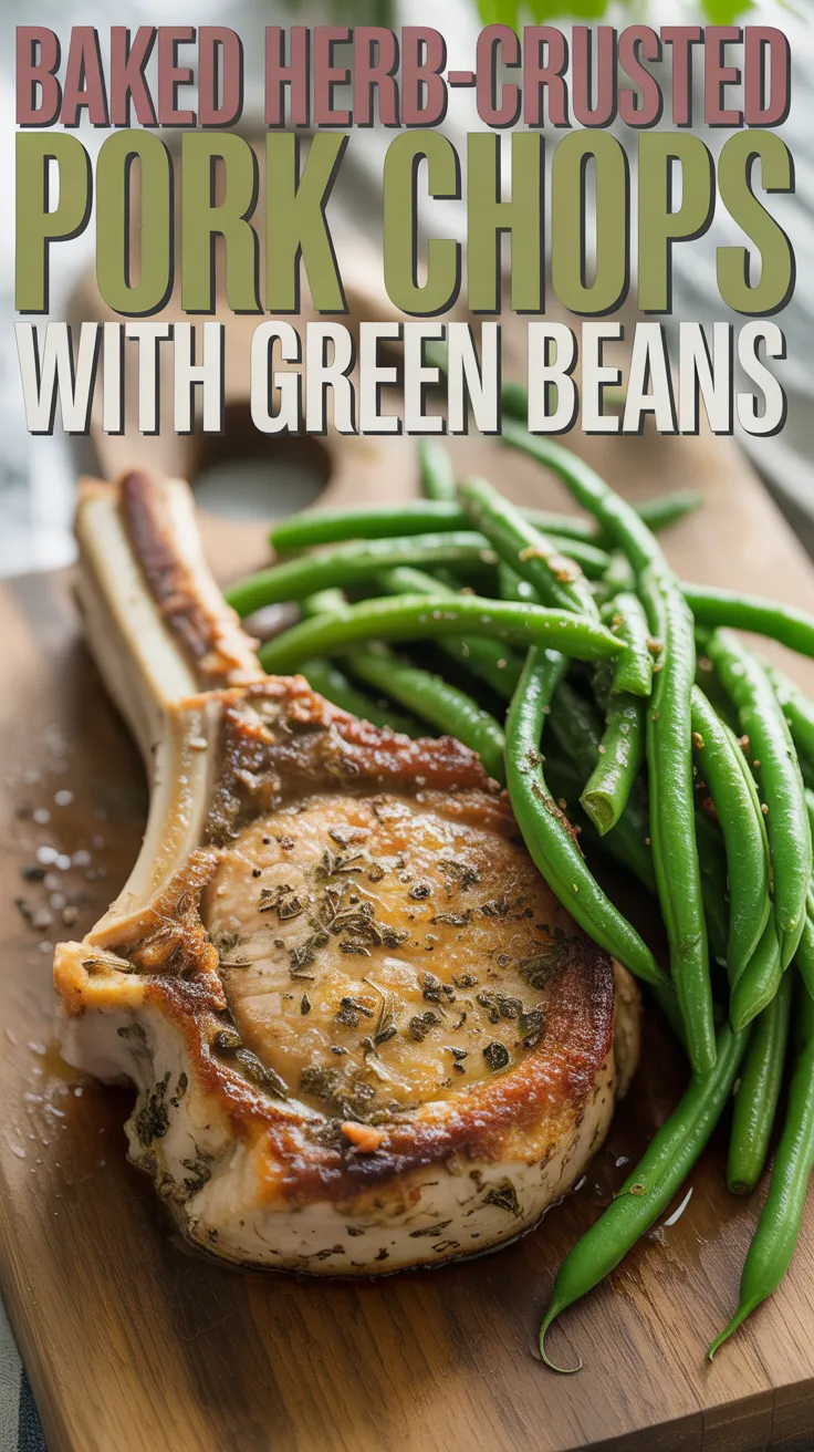 Baked Herb-Crusted Pork Chops with Green Beans
