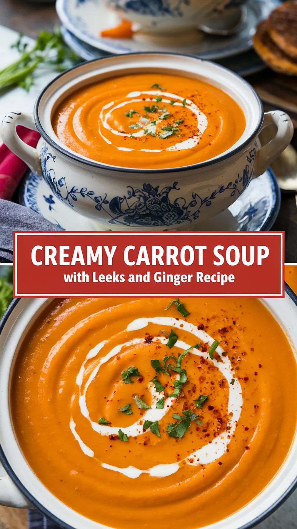 Creamy Carrot Soup with Leeks and Ginger