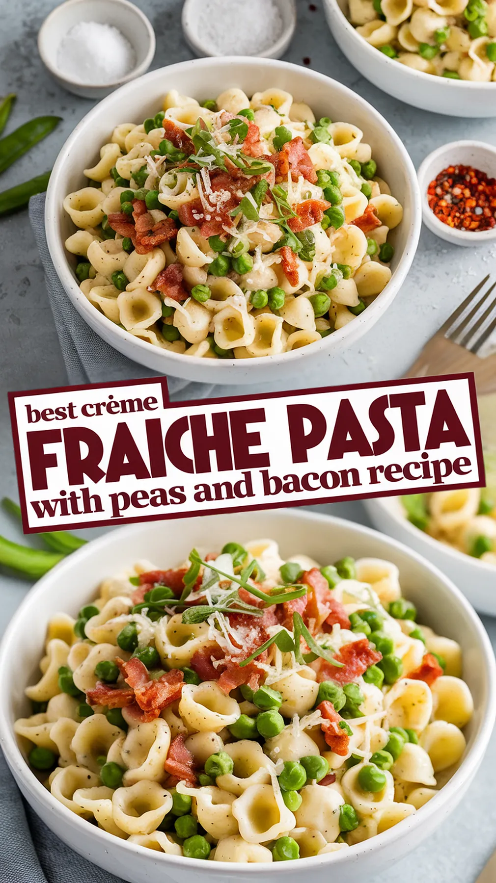 Crème Fraiche Pasta with Peas and Bacon