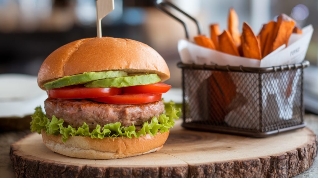 Gluten-Free Turkey Burger with Sweet Potato Fries