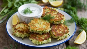 Zucchini Fritters with Yogurt Dill Sauce