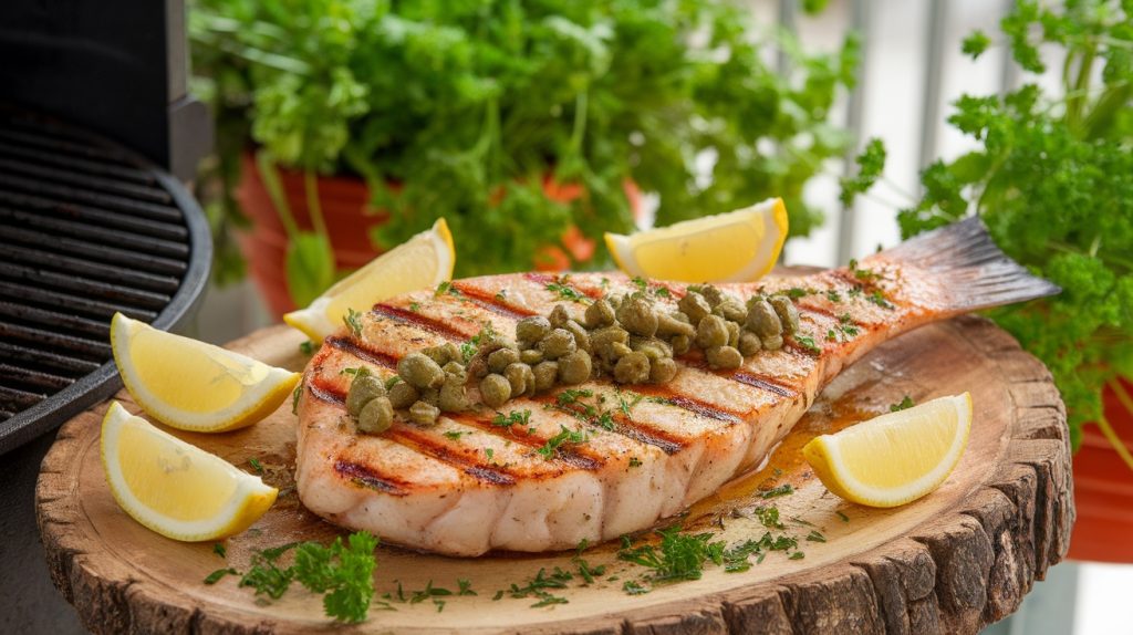 Grilled Swordfish with Lemon Caper Sauce