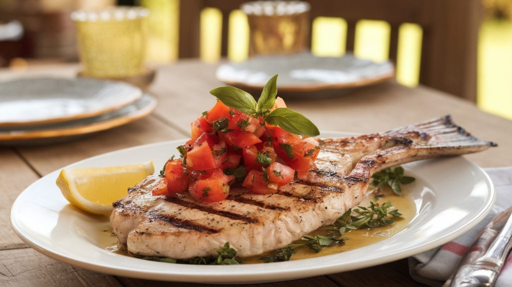 Grilled Swordfish with Tomato Basil Relish