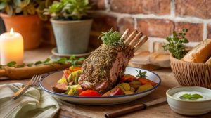 Herb-Crusted Lamb with Mint Yogurt Sauce