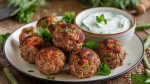 Lamb Kofta with Cucumber Yogurt Sauce