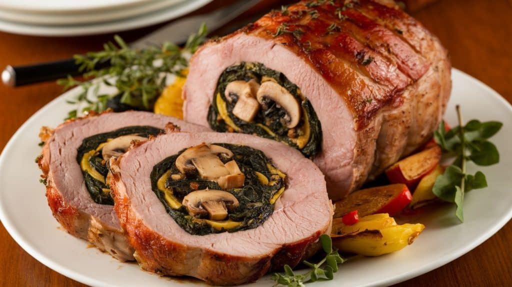 Spinach- and Mushroom-Stuffed Pork Loin