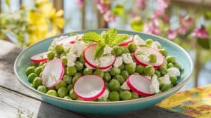 Spring Pea Salad with Radishes and Goat Cheese