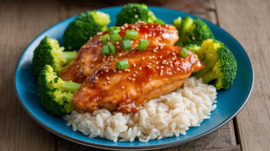 Teriyaki Chicken with Steamed Broccoli and Rice