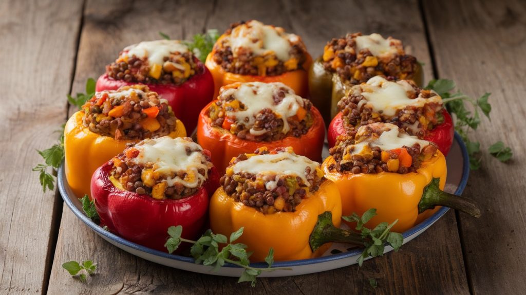 Stuffed Bell Peppers with Lentils and Vegetables