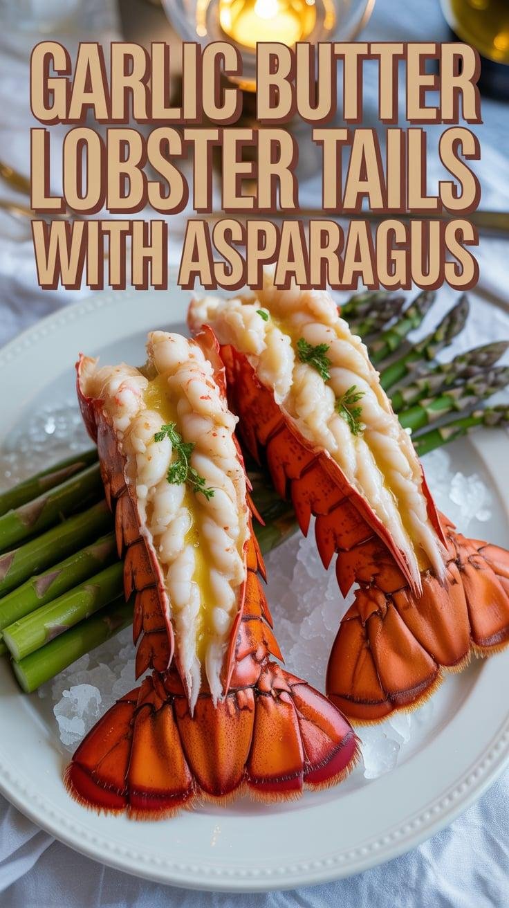 Garlic Butter Lobster Tails with Asparagus