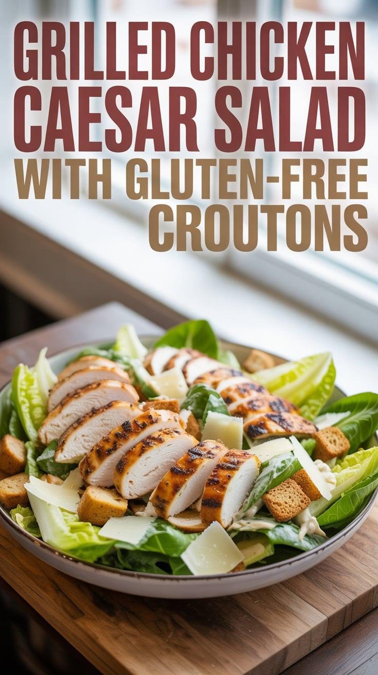 Grilled Chicken Caesar Salad with Gluten-Free Croutons