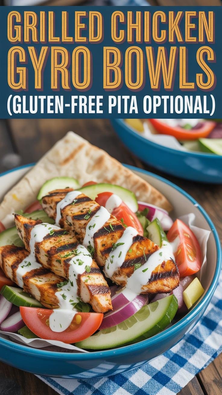 Grilled Chicken Gyro Bowls (Gluten-Free Pita Optional)