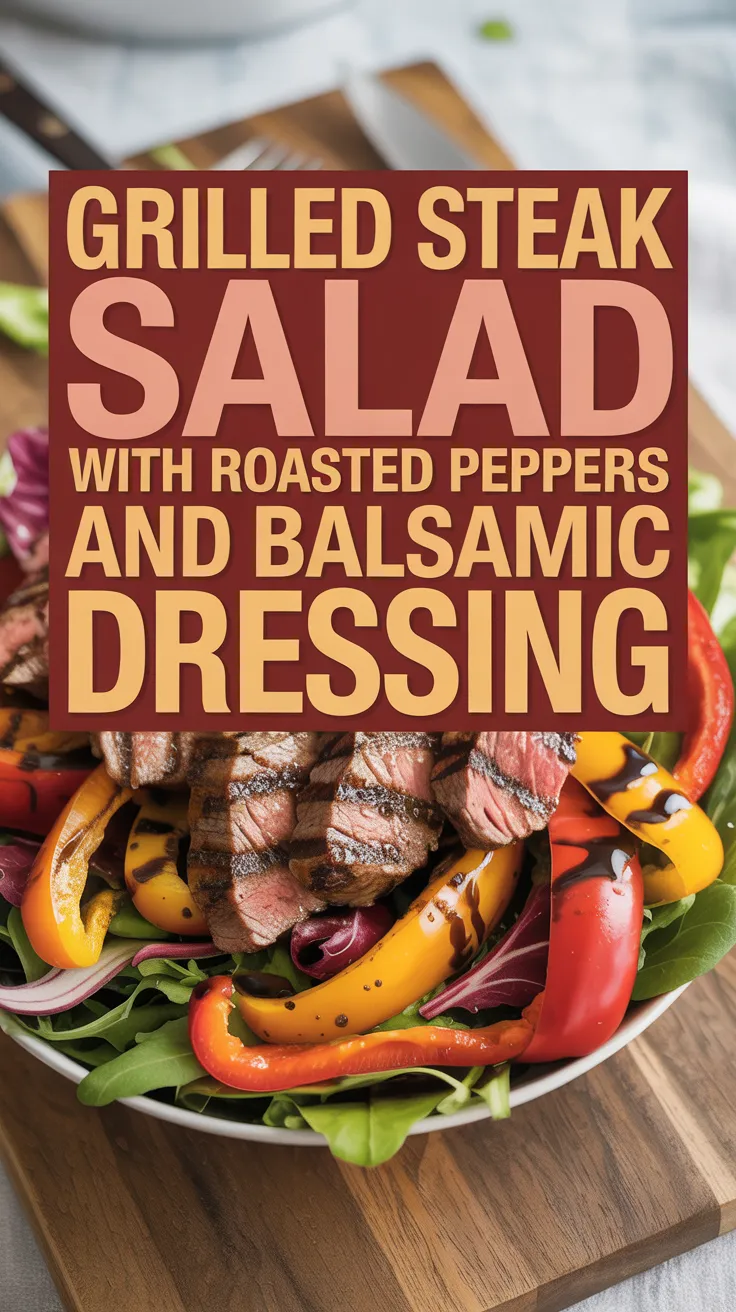 Grilled Steak Salad with Roasted Peppers and Balsamic Dressing