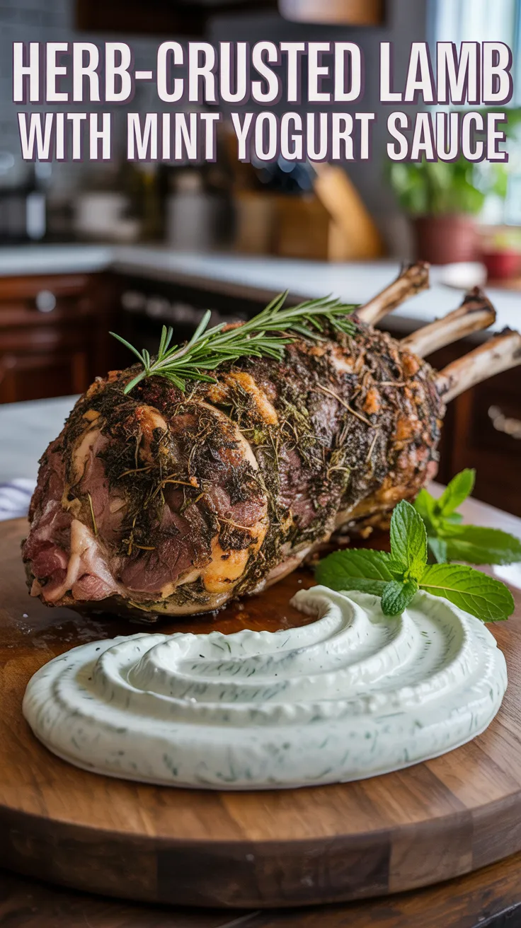 Herb-Crusted Lamb with Mint Yogurt Sauce