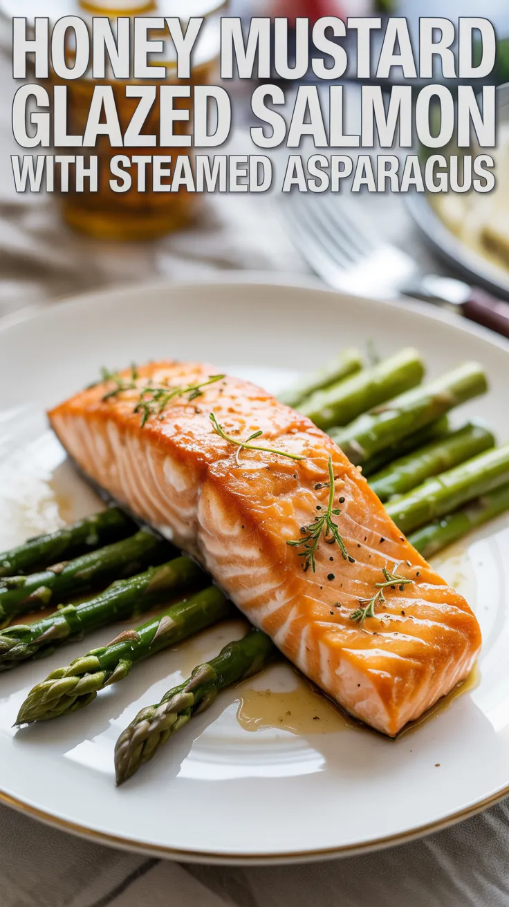 Honey Mustard Glazed Salmon with Steamed Asparagus