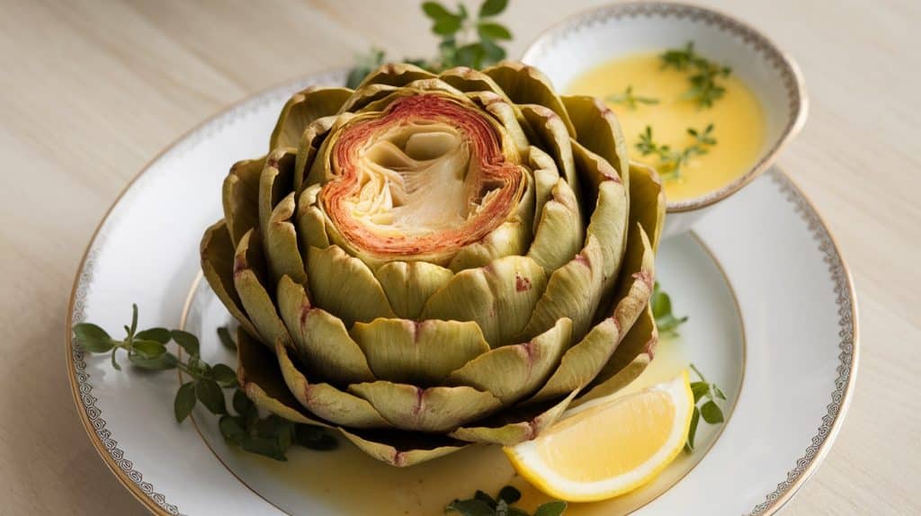 Steamed Artichoke with Lemon Butter