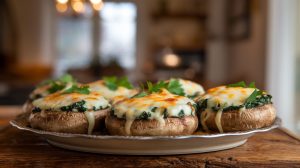 Stuffed Portobello Mushrooms with Spinach and Cheese