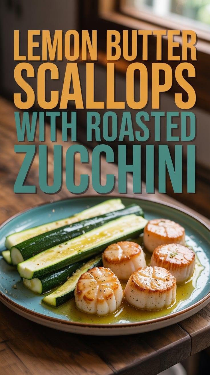 Lemon Butter Scallops with Roasted Zucchini
