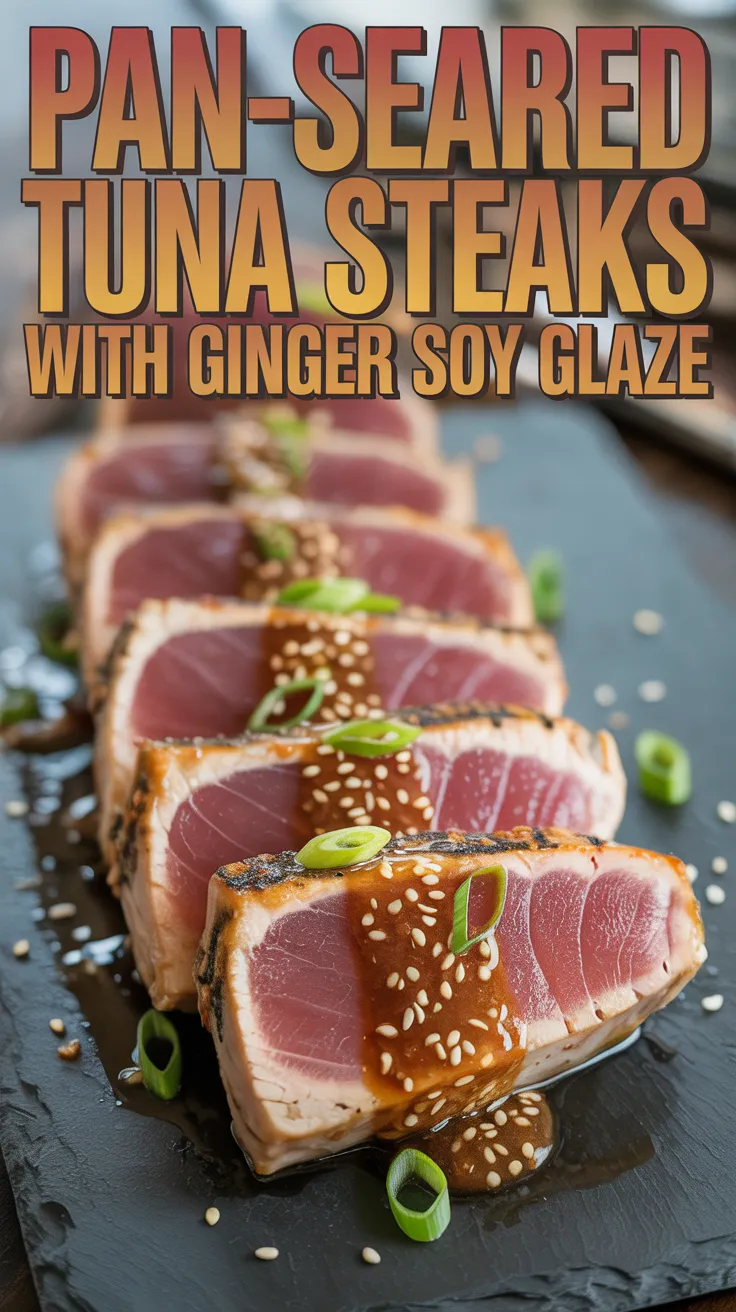 Pan-Seared Tuna Steaks with Ginger Soy Glaze