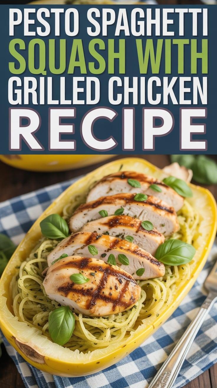 Pesto Spaghetti Squash with Grilled Chicken