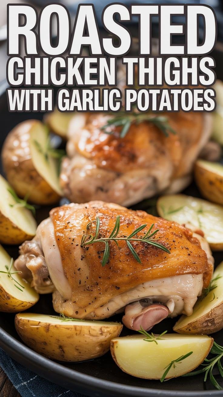 Roasted Chicken Thighs with Garlic Potatoes