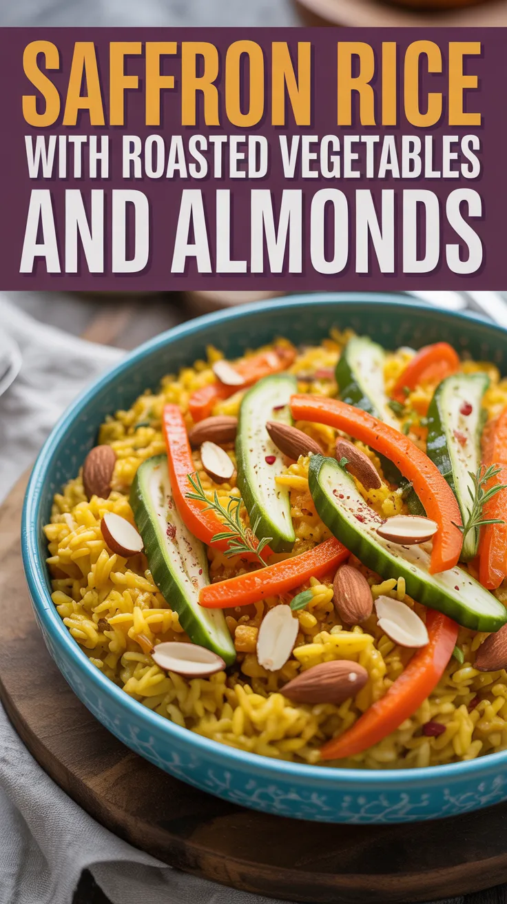 Saffron Rice with Roasted Vegetables and Almonds
