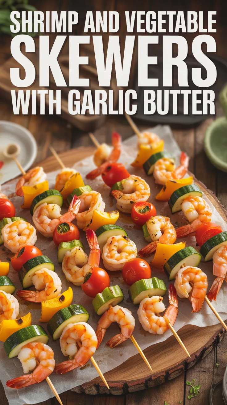Shrimp and Vegetable Skewers with Garlic Butter