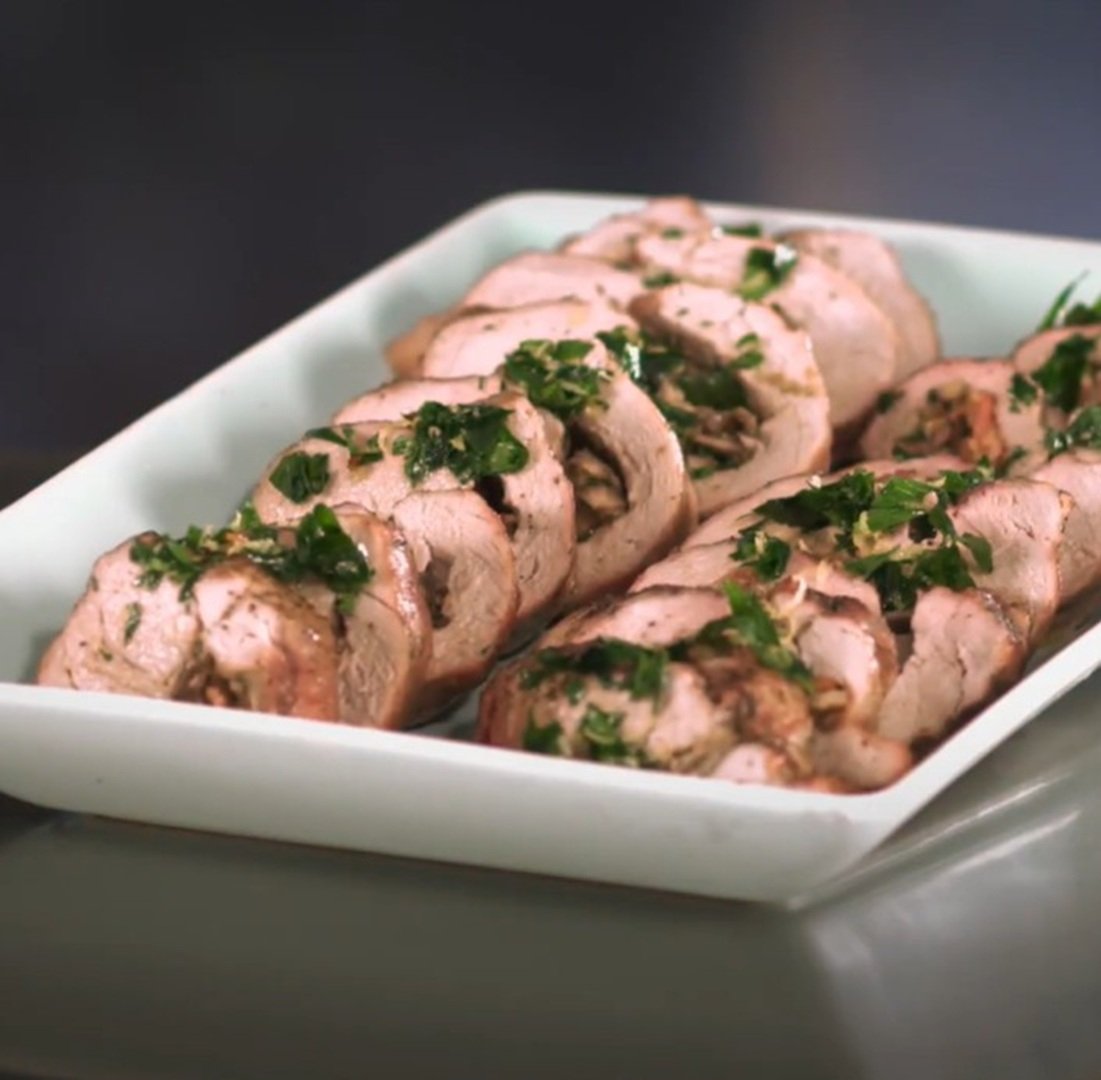 Spinach and Mushroom-Stuffed Pork Loin Recipe
