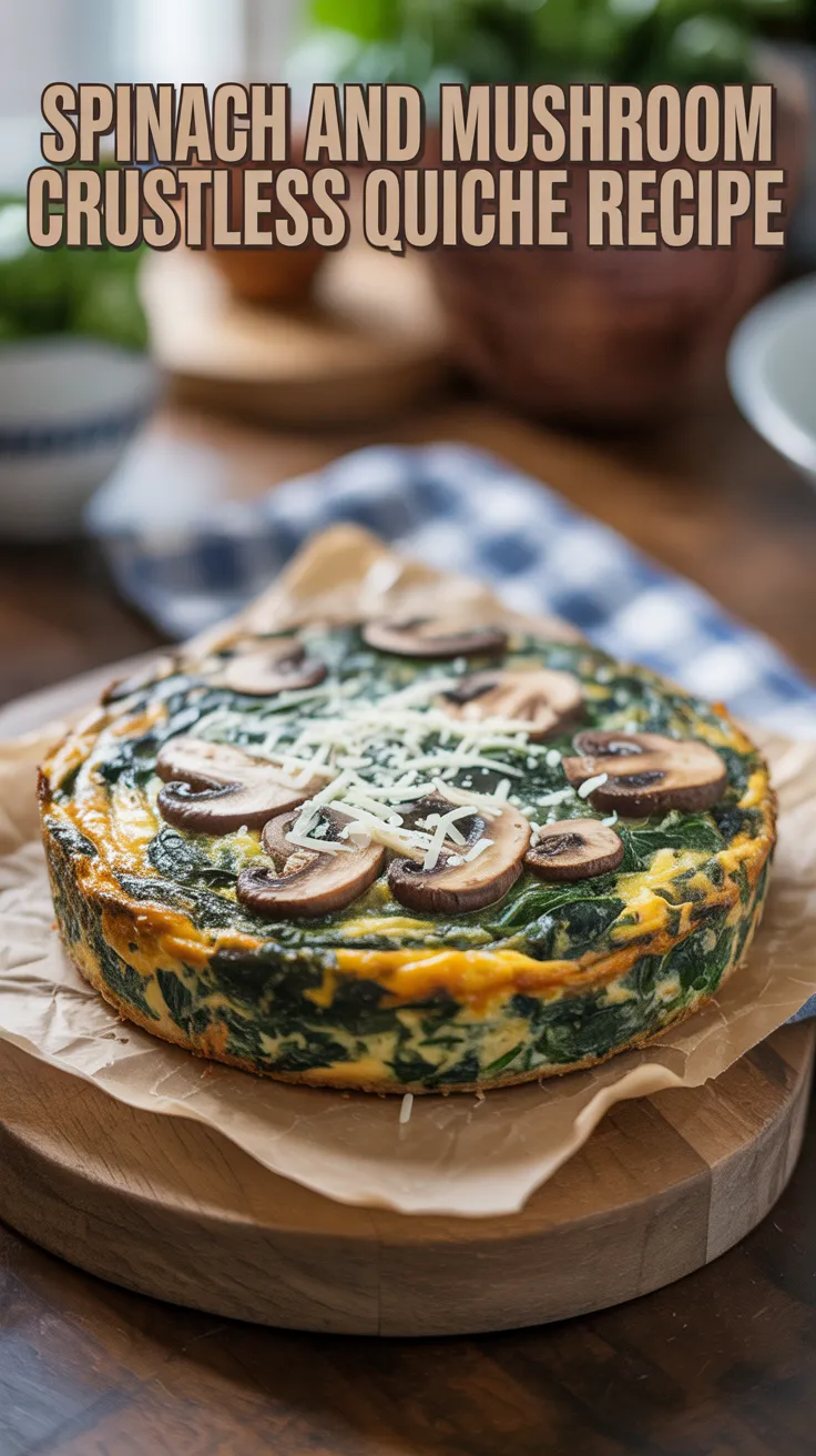 Spinach and Mushroom Crustless Quiche