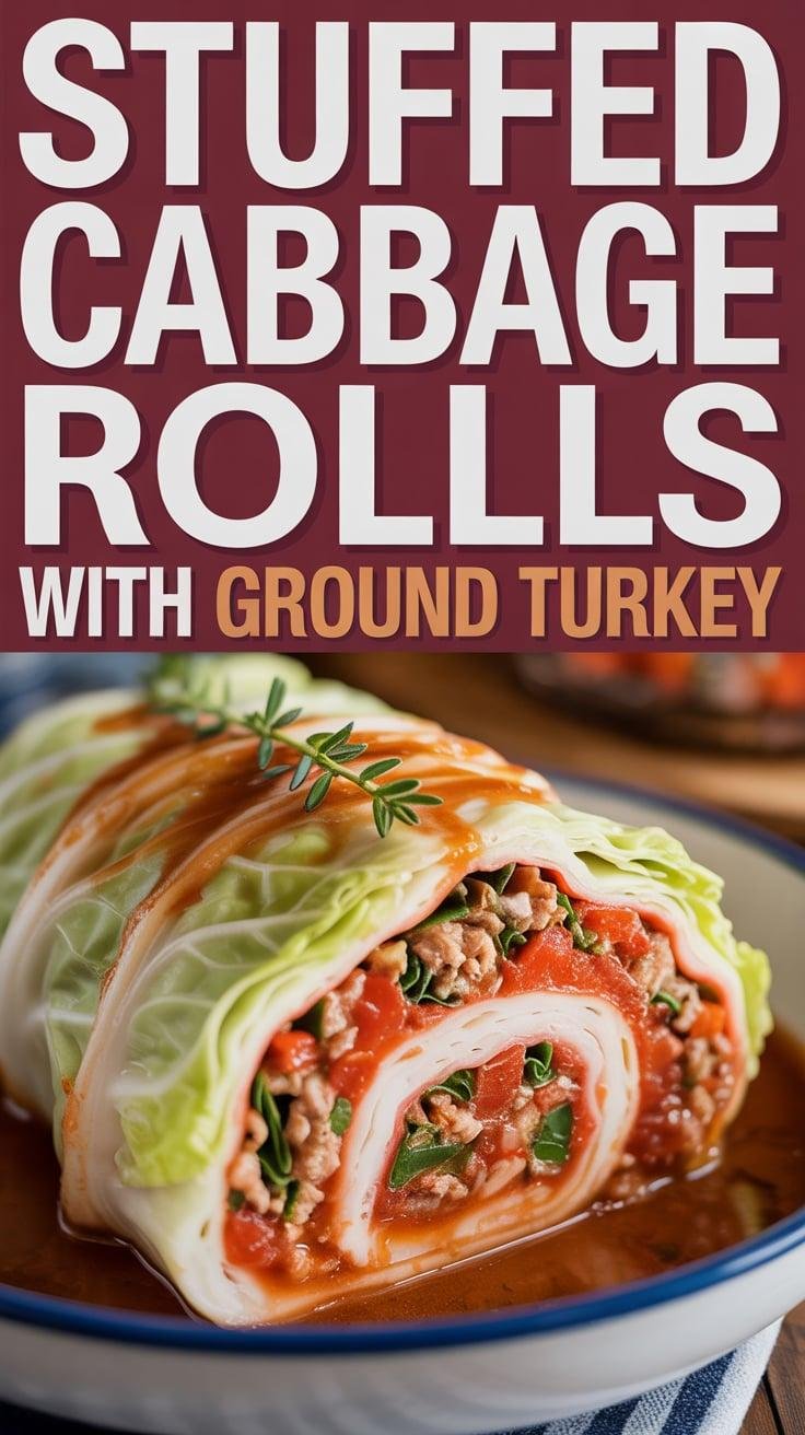 Stuffed Cabbage Rolls with Ground Turkey