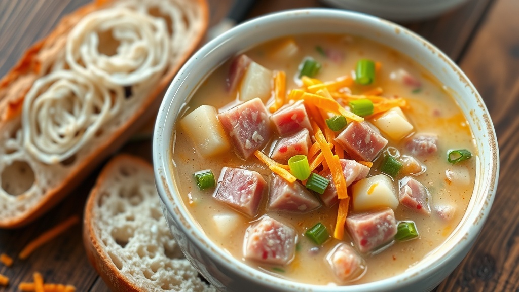 Cheesy Potato and Ham Soup