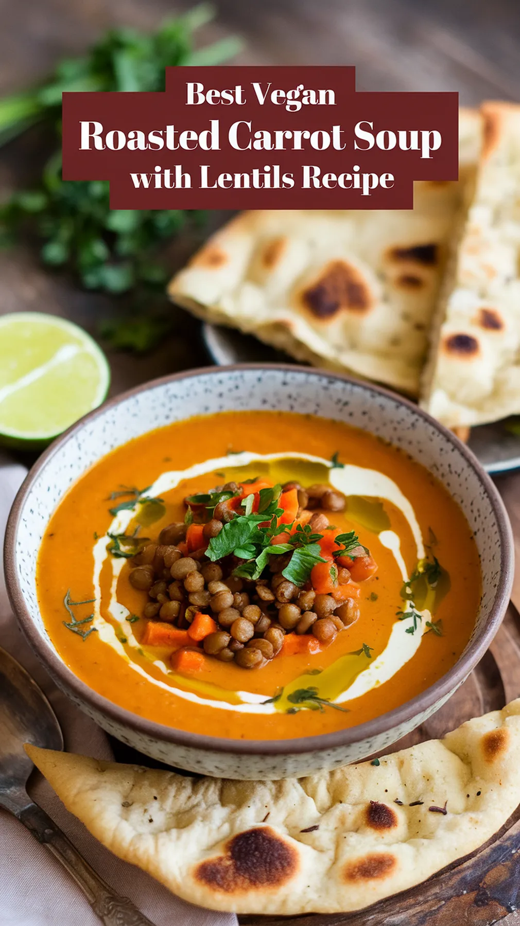 Vegan Roasted Carrot Soup with Lentils