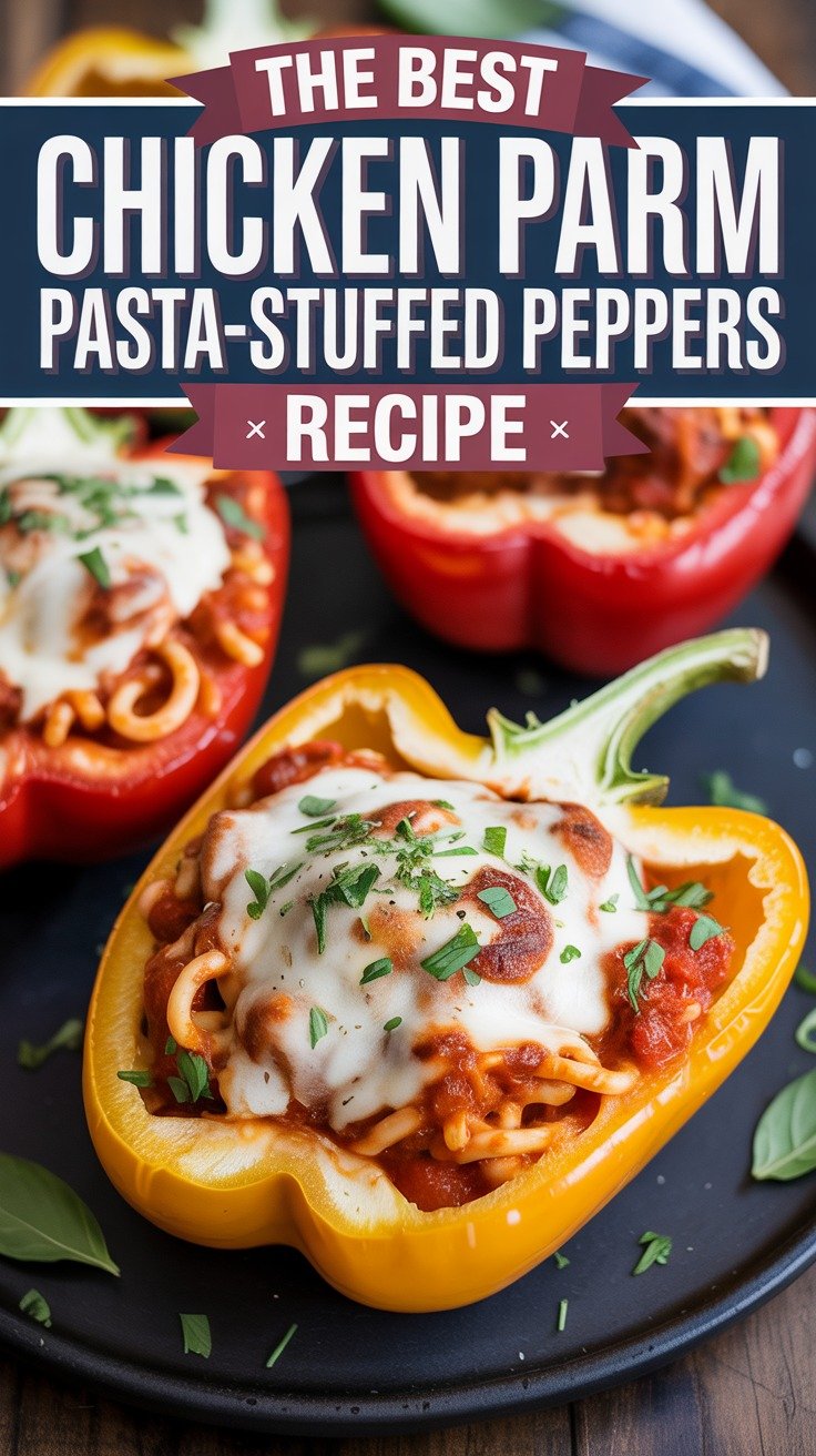 Chicken Parm Pasta-Stuffed Peppers