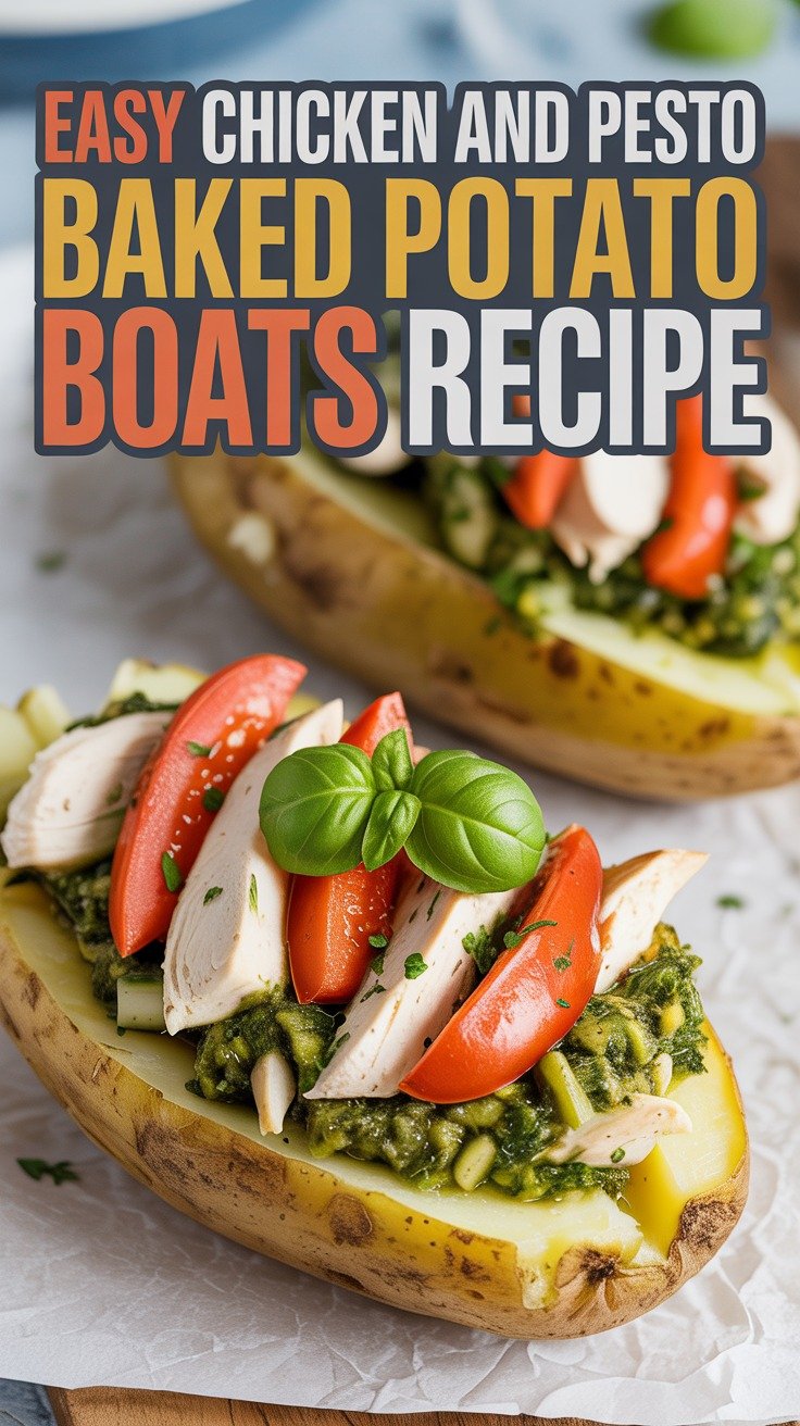 Chicken and Pesto Baked Potato Boats