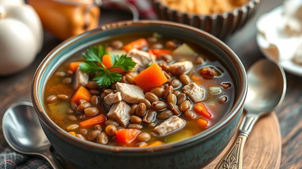 Smoked Turkey and Lentil Soup