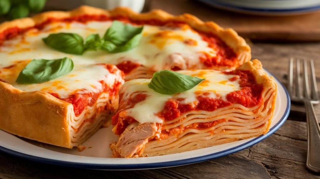 Chicken Parmesan Pasta Pie