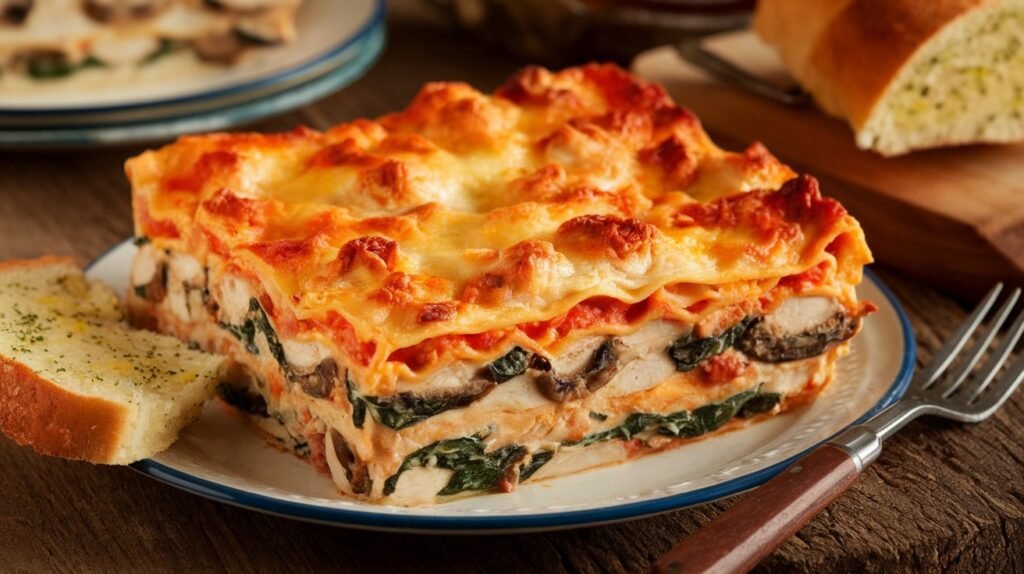 Chicken Mushroom Spinach Lasagna
