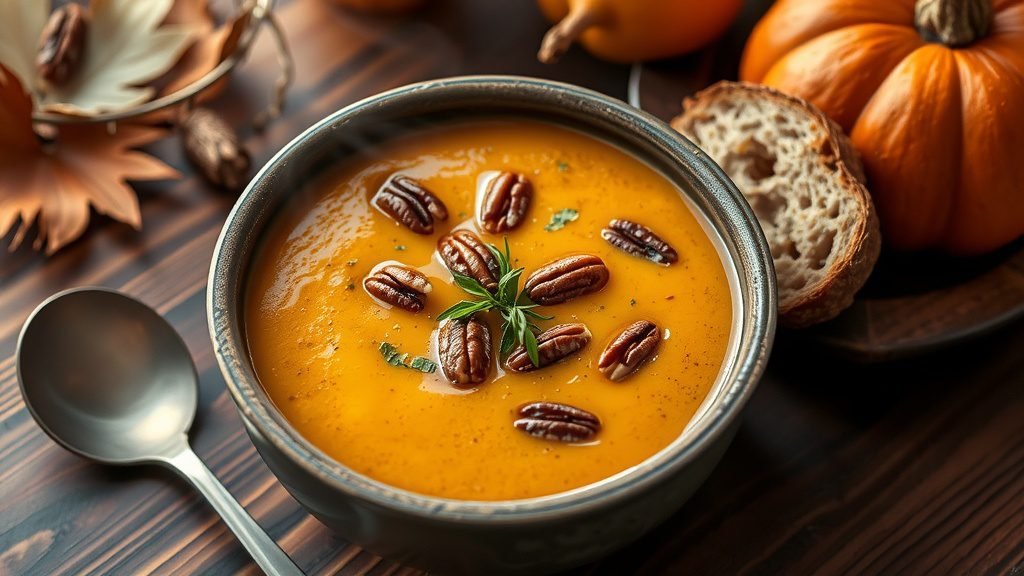 Roasted Pumpkin and Pecan Soup