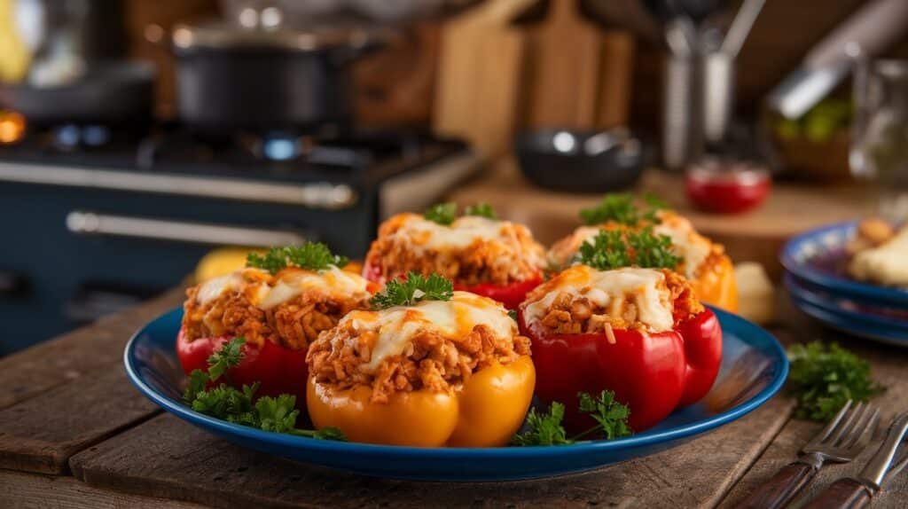 Chicken Stuffed Bell Peppers with Rice